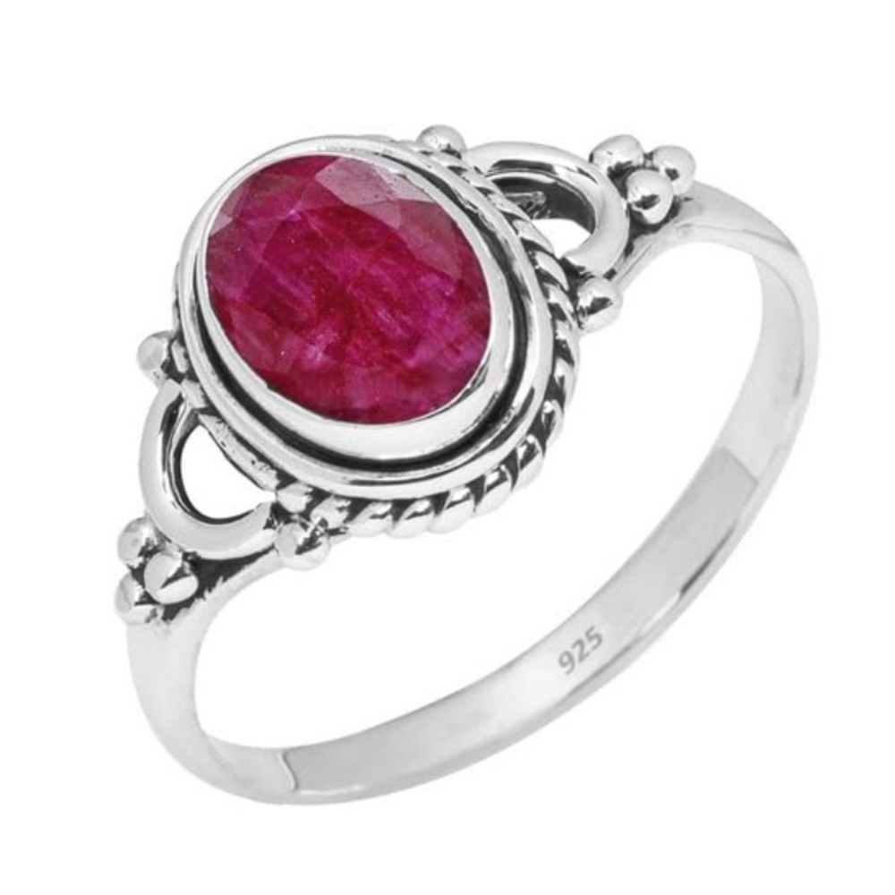 Natural Ruby Gemstone Solid 925 Sterling Silver Ring
